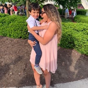 H&M Pleated High Neck Flowy Dress